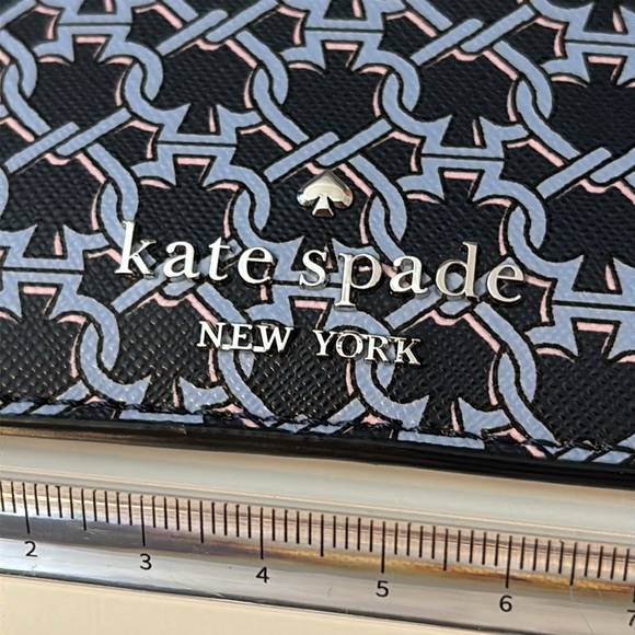 Kate Spade Link Slim Card Case Holder Leather Blue Multi New - Picture 5 of 5